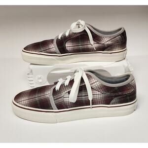 Maui & Sons By Aeropostale Wave Maroon Plaid Lace-Up Casual Sneaker Shoes US 9